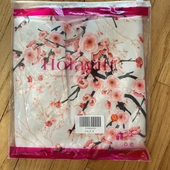 Pink floral print chemise satin slip nightgown - Picture 6 of 6